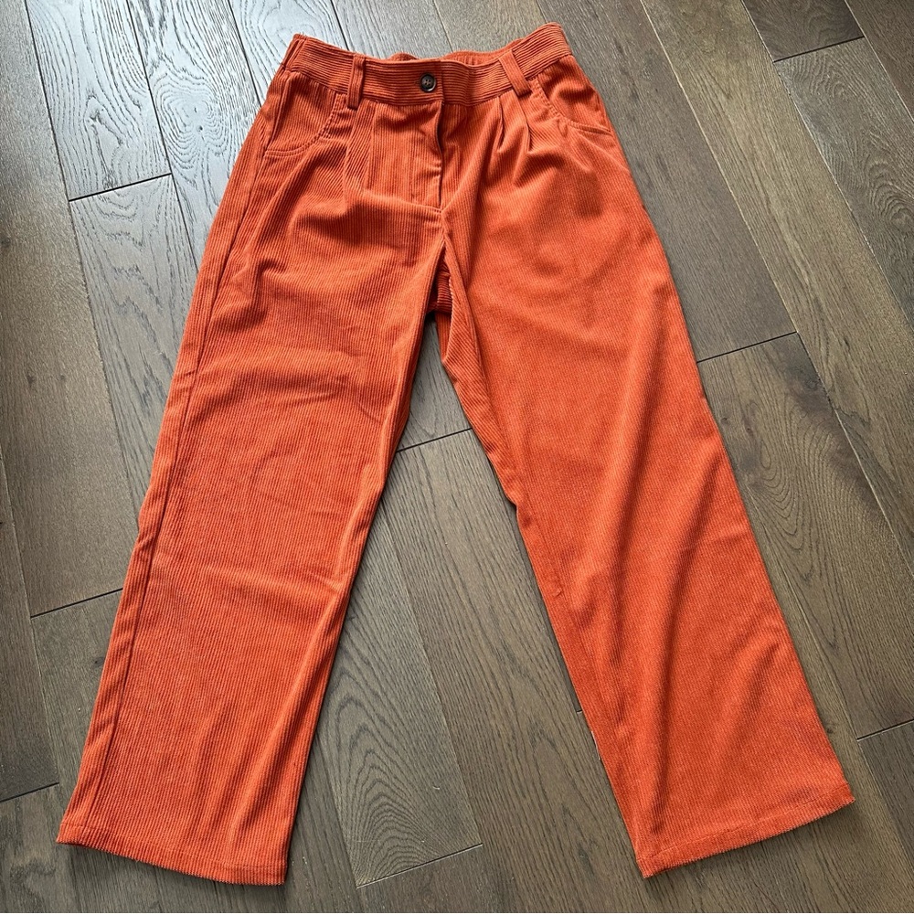HALARA Orange Corduroy Pants Size Medium Petite
